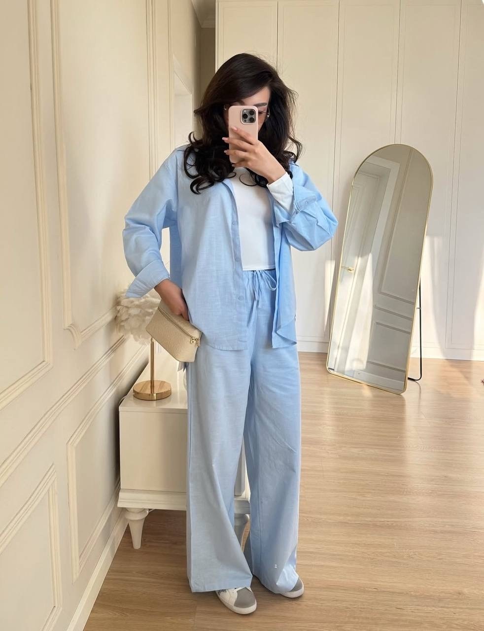 костюм женский (рубашка и брюки) mist summer time р.42 голубой,костюм брючный,костюм голубой,костюм с рубашкой и брюками из мягчайшей ткани,женский костюм