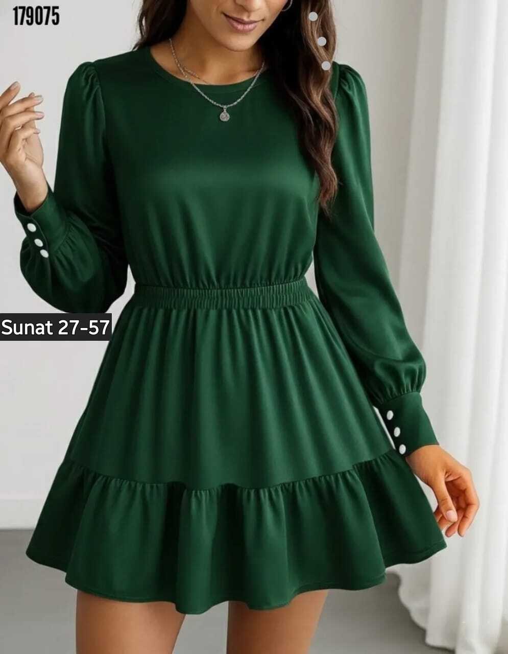 платье,стильное платье,платье с юбкой,платье с оборками,платье женское зеленое