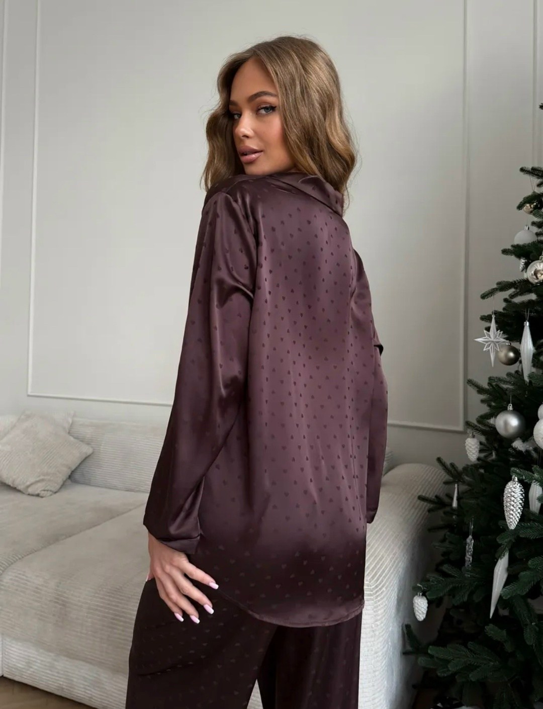 шелковый костюм в пижамном стиле с брюками shokh,шелковый домашний костюм в пижамном стиле,костюм брючный шёлк "шоколад",шелковый костюм в пижамном стиле,шелковый брючный костюм