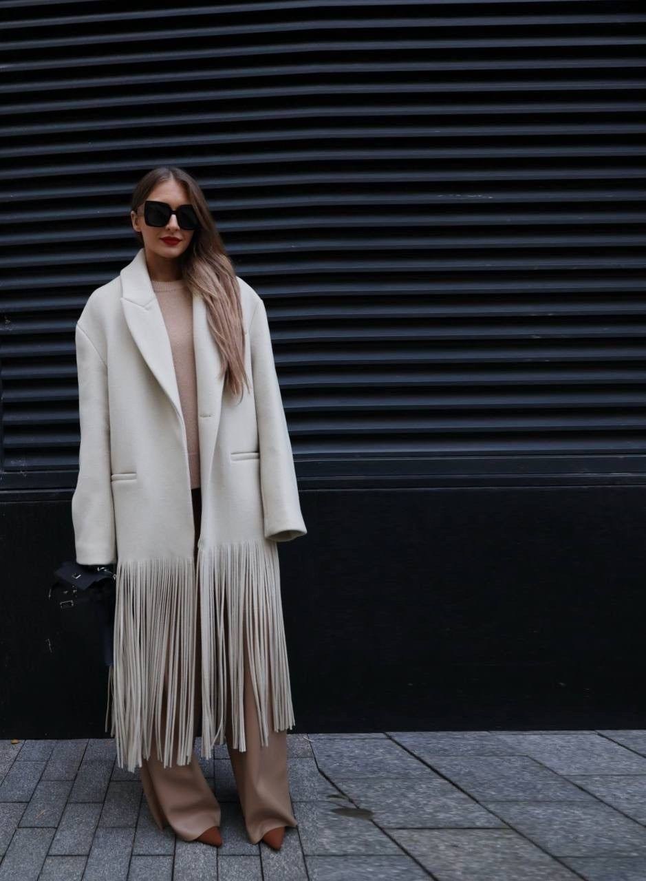 модное пальто,модные образы,элегантные пальто,пальто с бахромой