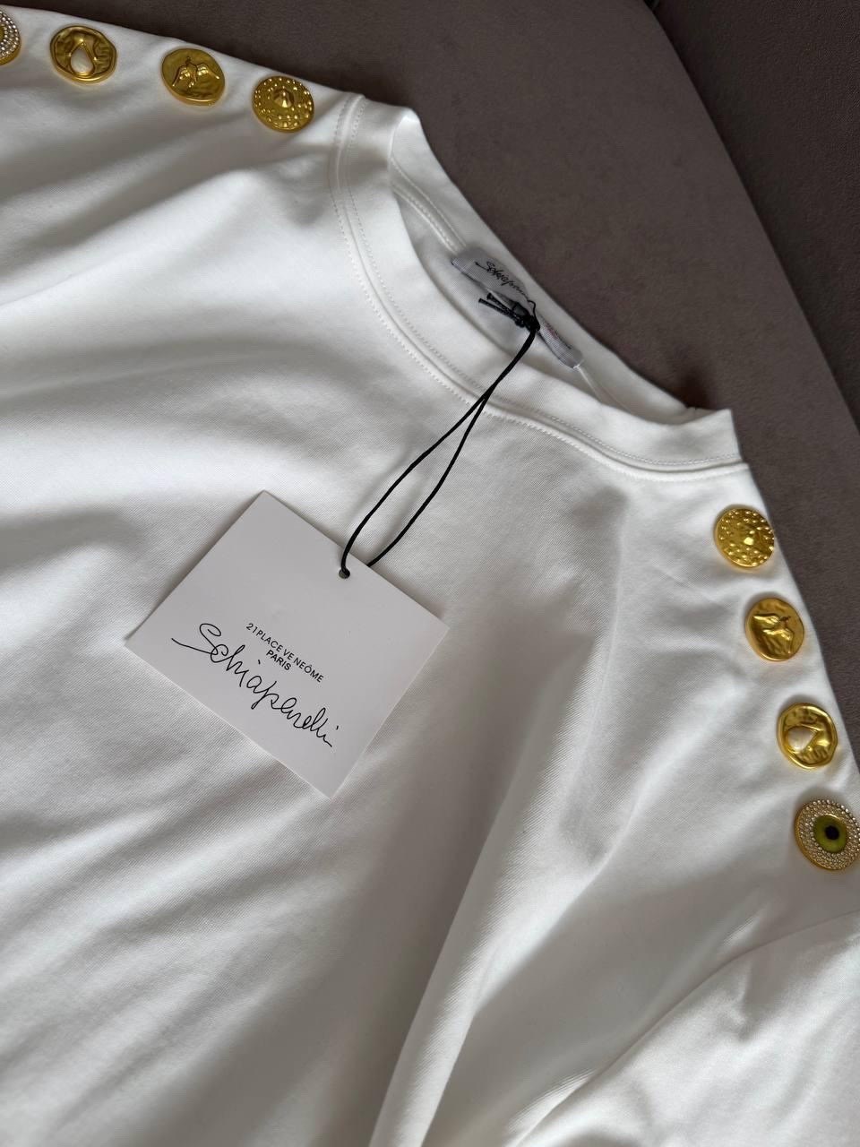 футболка balmain,хлопковая футболка balmain,balmain белая футболка с золотым логотипом,женская футболка,футболки для женщин