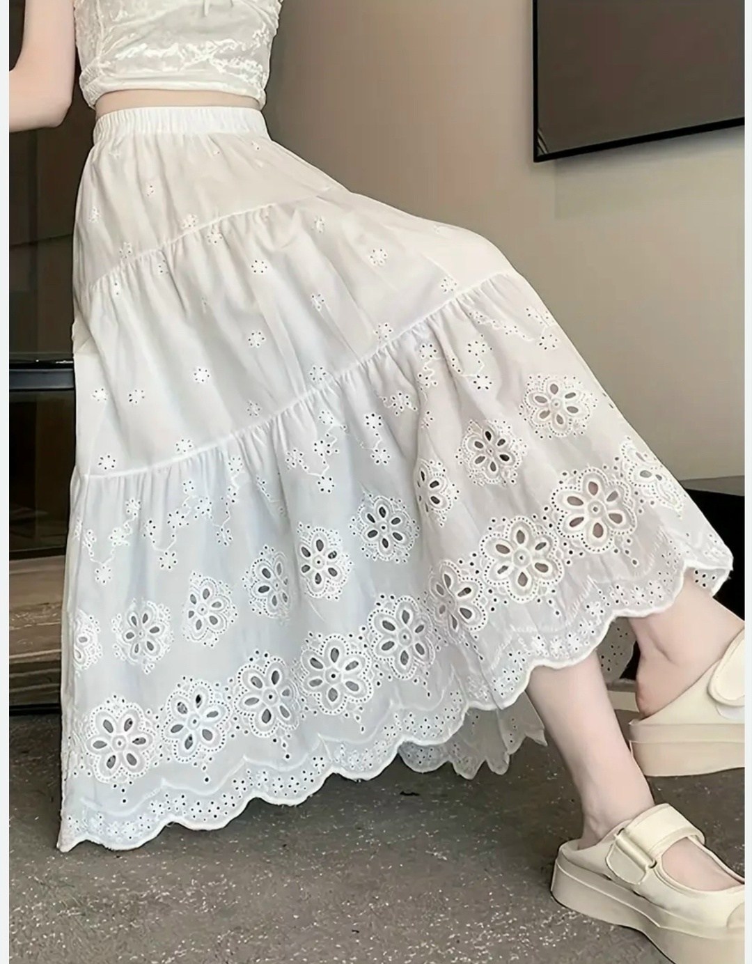 японская милая хлопковая юбка с кружевом и вышивкой в стиле девушки мори,юбка с вышивкой,кружевная юбка,юбка,хлопковая юбка