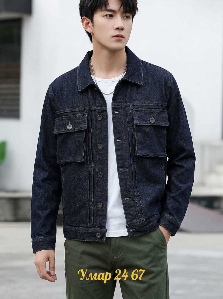 мужская джинсовая куртка,мужская джинсовая куртка с карманами,джинсовая куртка,джинсовая куртка мужская с отложным воротником,куртка джинсовая мужская молодежная