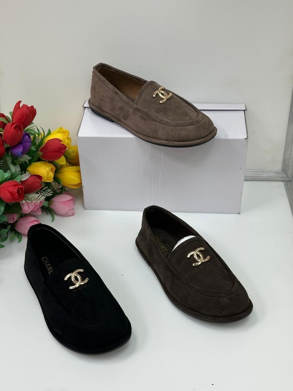 лоферы chanel,женские лоферы chanel,женские лоферы chanel с мехом,женские замшевые лоферы chanel черные с мехом,лоферы женские chanel premium