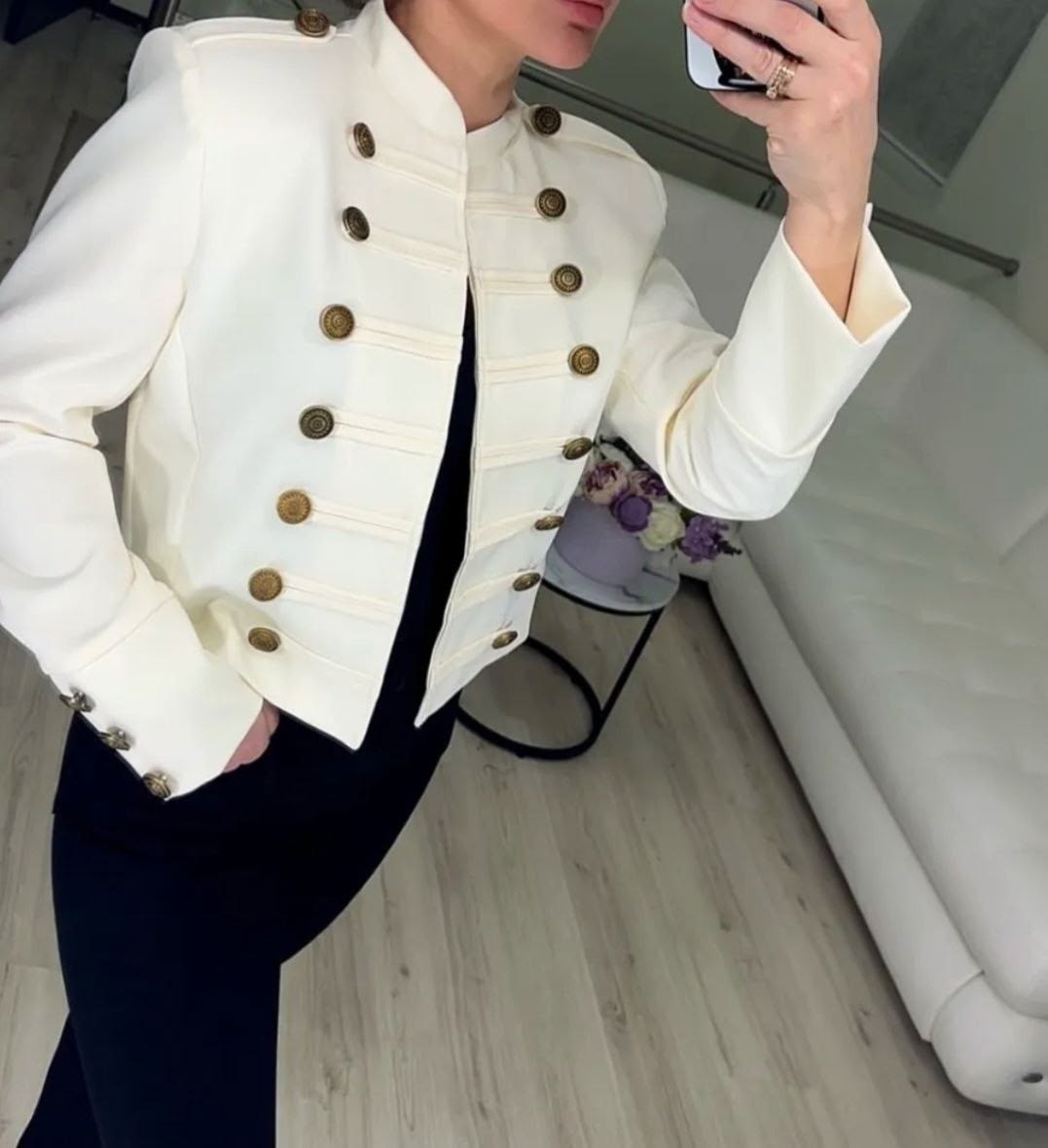 женский пиджак с воротником-стойкой, длинный рукав, двубортный,элегантный двубортный женский костюм с воротником-стойкой,женский костюм с воротником-стойкой,жакет,женский двубортный короткий жакет с в