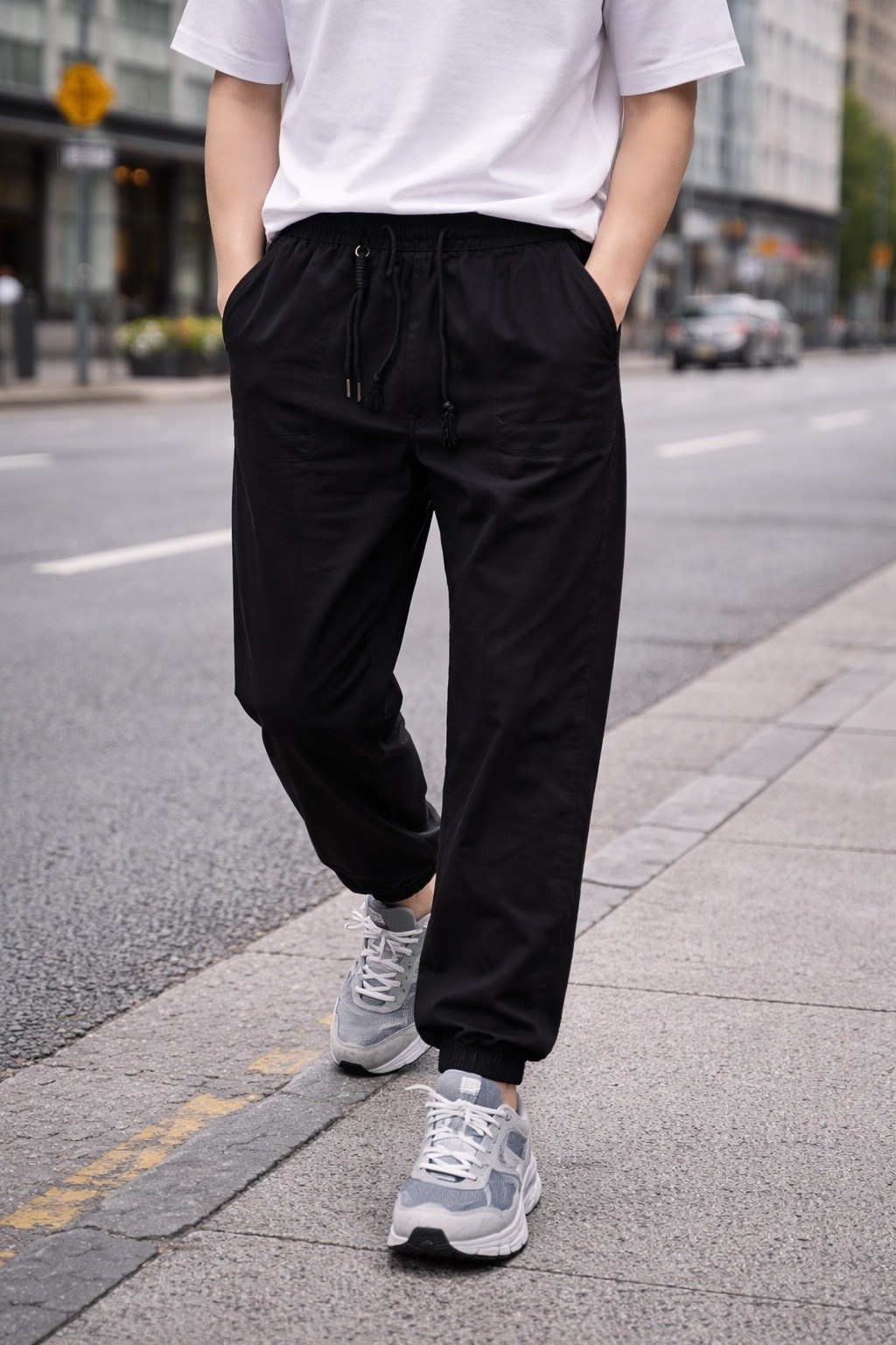 черные свободные брюки jogger 6853 madmext,мужские брюки,штаны джоггеры мужские,мужские джоггеры,брюки спортивные