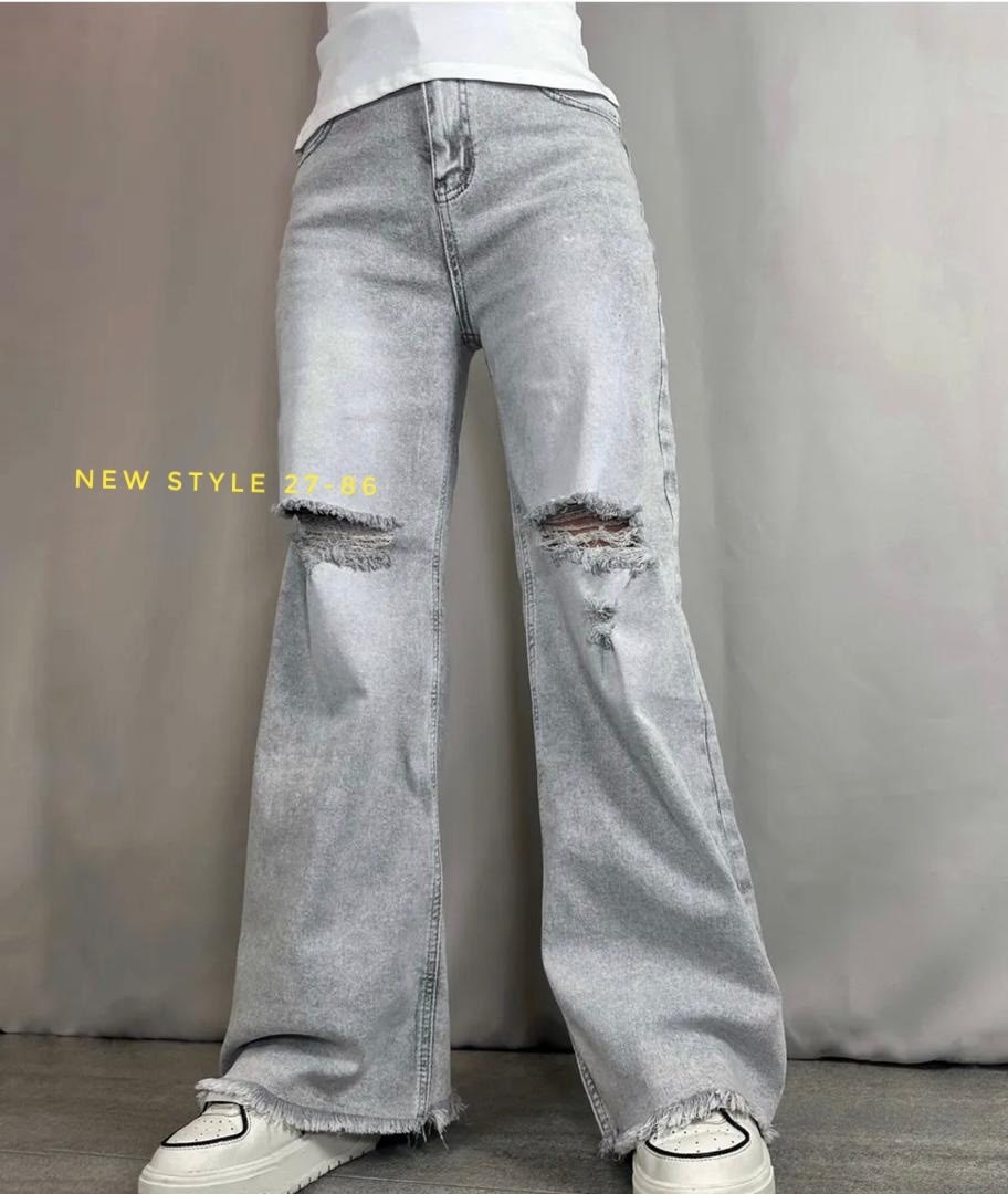 джинсы рваные широкие,женские рваные серые джинсы палаццо,женские джинсы,джинсы прямые палаццо рваные sena denim,джинсы широкие