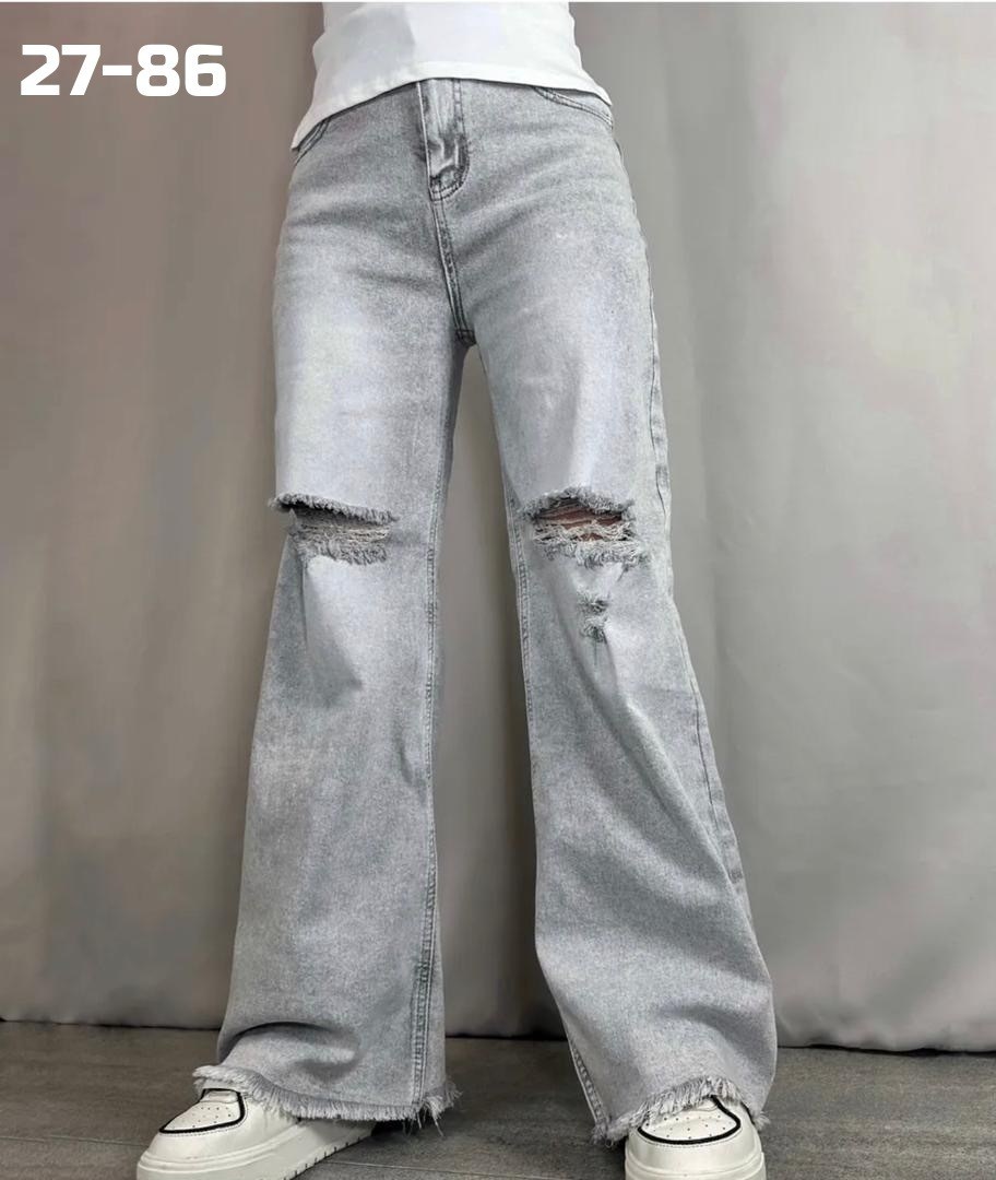 джинсы прямые палаццо рваные sena denim,джинсы женские,джинсы рваные широкие,женские рваные серые джинсы палаццо,джинсы рваные
