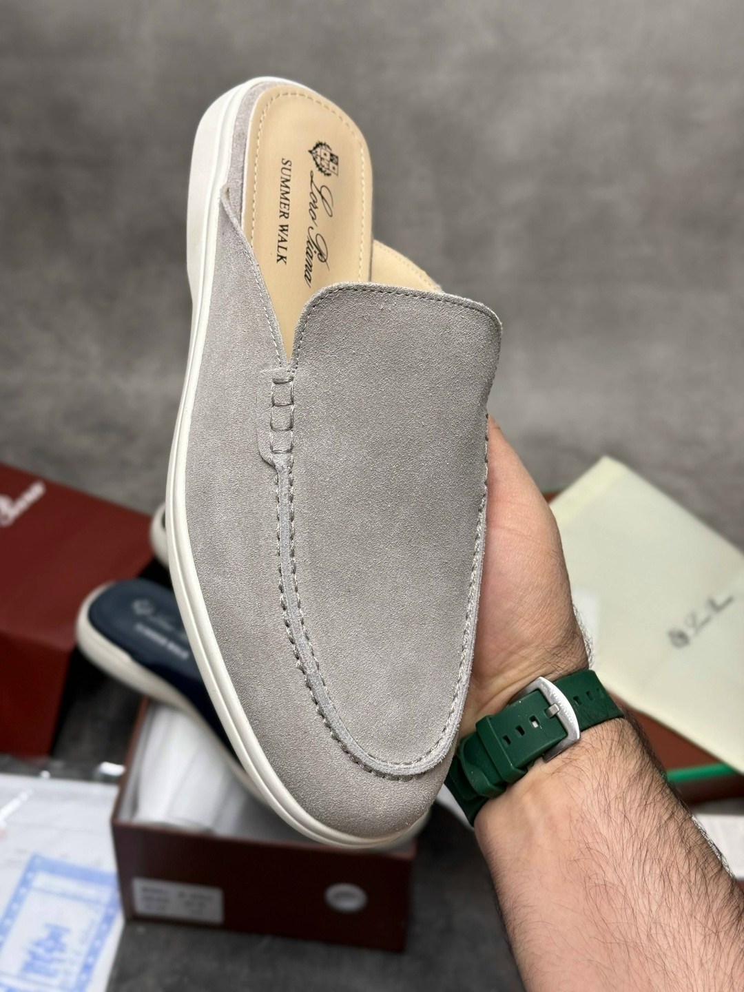 мюли loro piana,мужские замшевые лоферы loro piana summer walk - grey,лоферы loro piana мужские,лоферы loro piana,мюли мужские