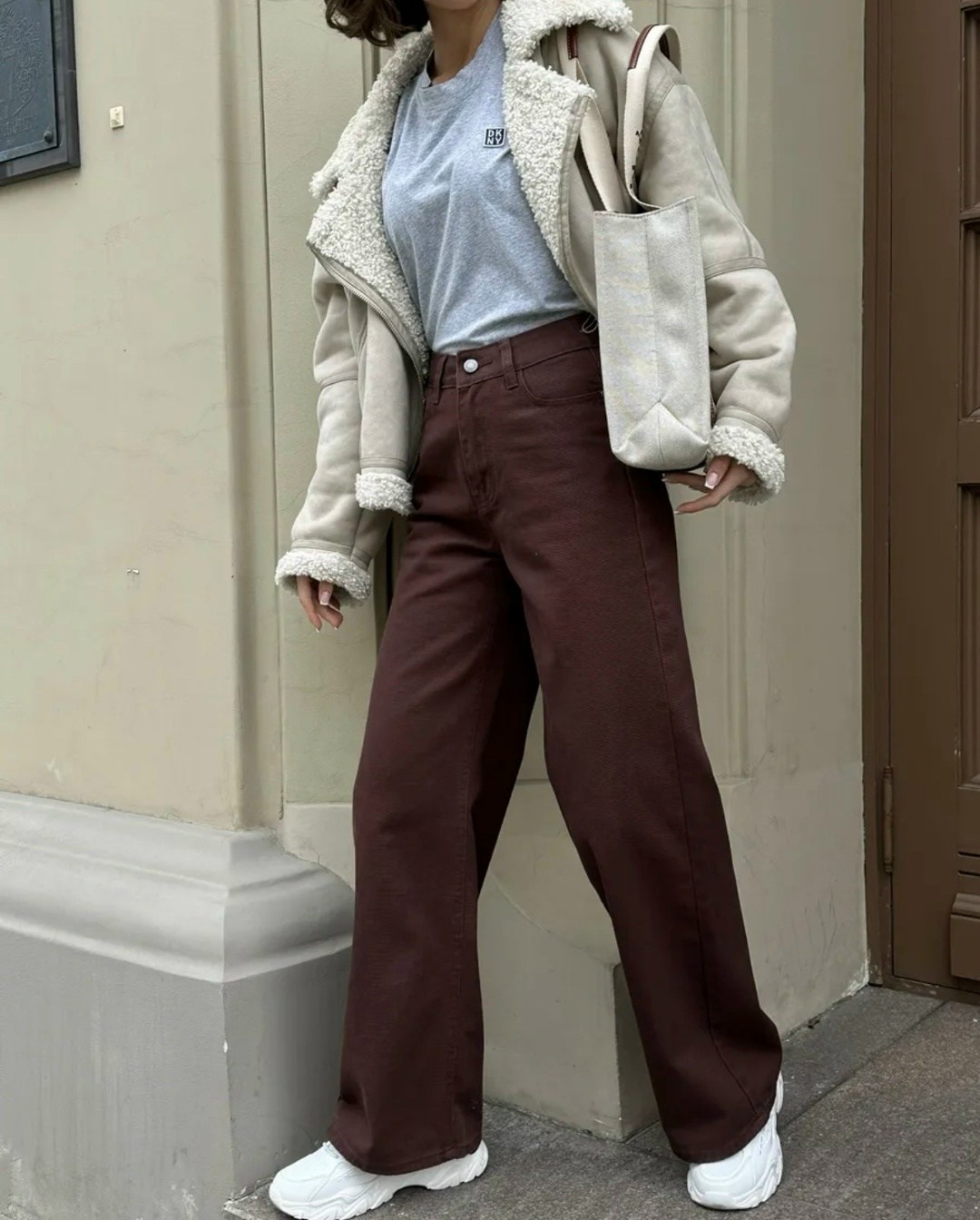 коричневые джинсы женские,стильная одежда,high waist brown long jeans pants,джинсы бордовые,джинсы широкие