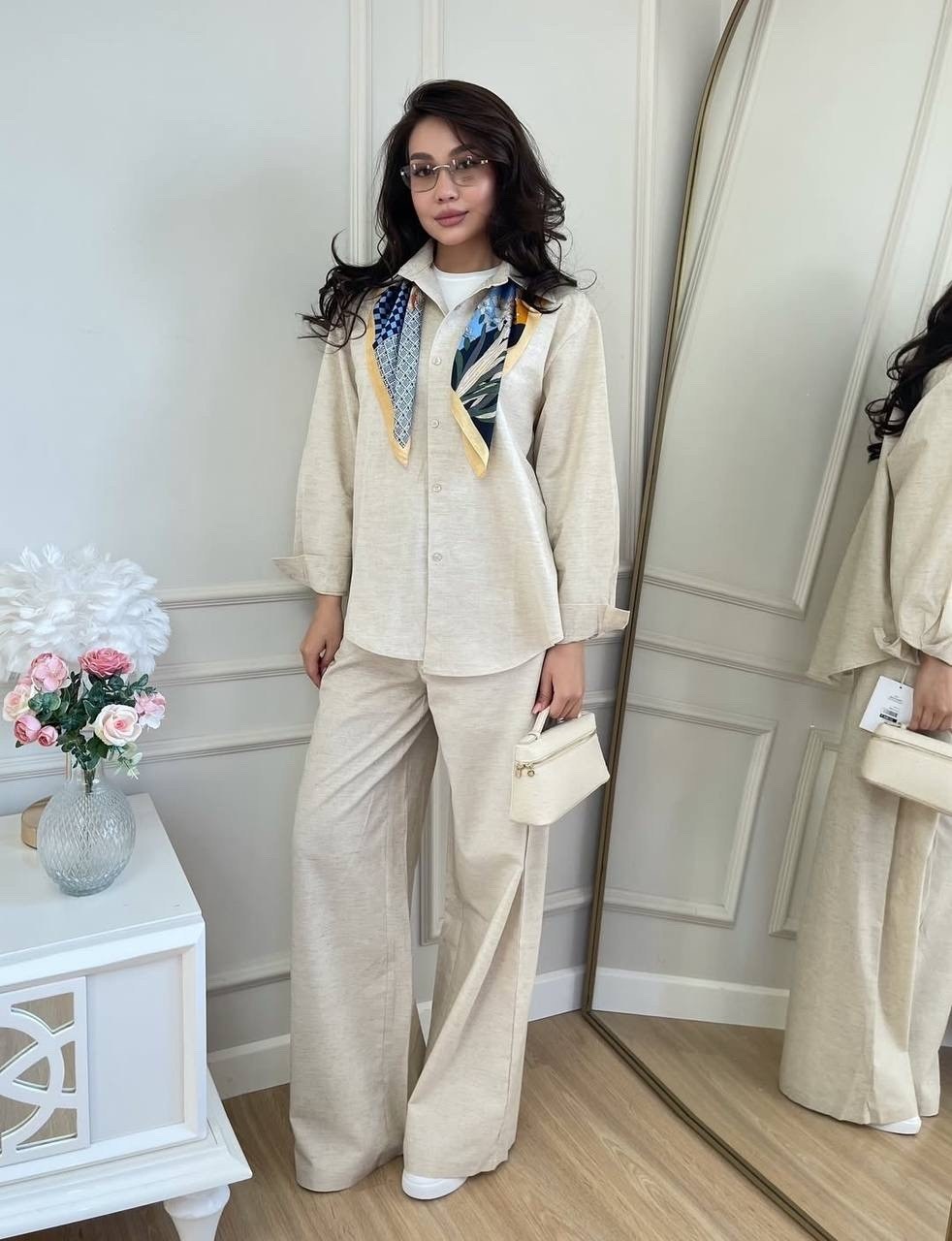 костюм женский (рубашка и брюки) mist summer time р.42 голубой,костюм брючный,костюм голубой,костюм с рубашкой и брюками из мягчайшей ткани,женский костюм