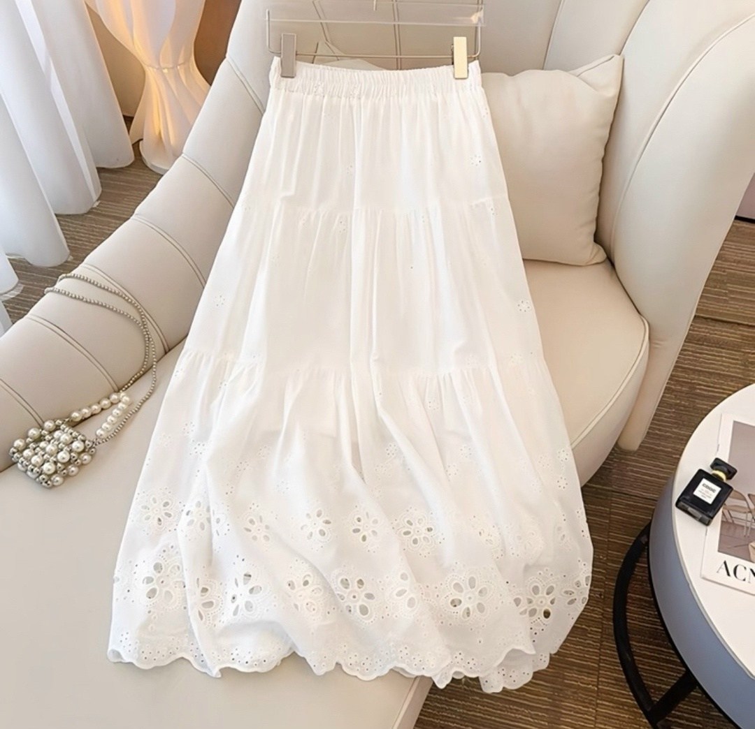 японская милая хлопковая юбка с кружевом и вышивкой в стиле девушки мори,юбка с вышивкой,кружевная юбка,юбка,хлопковая юбка