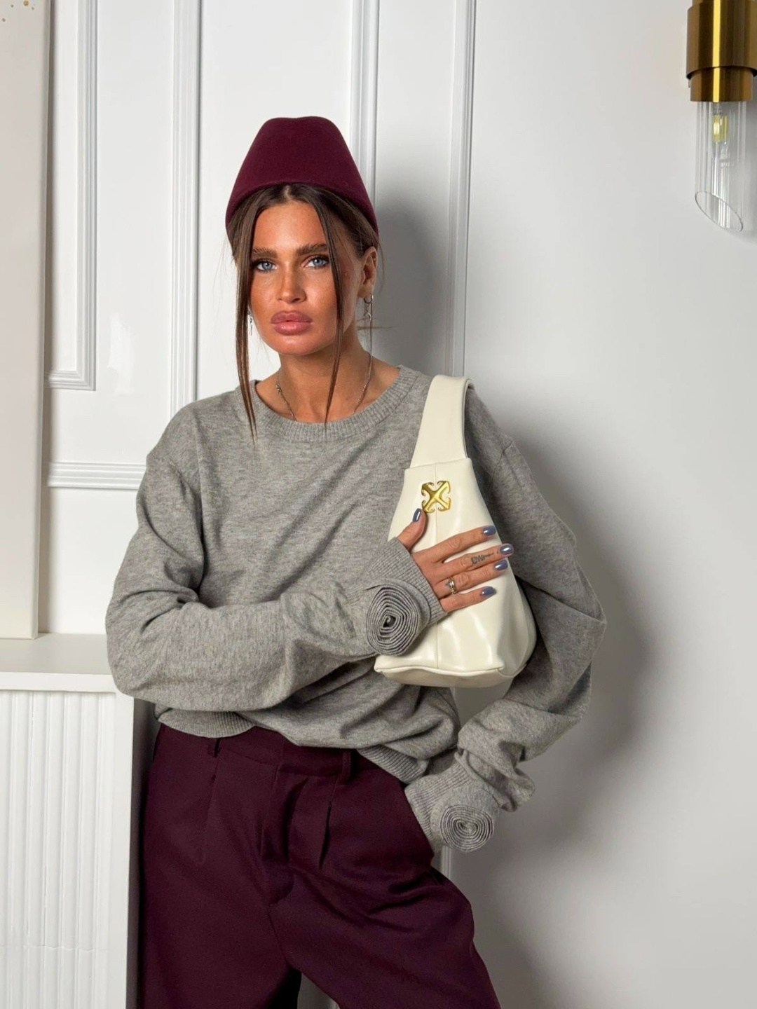 модные образы,женская кофта,стильные образы,джемпер бежевый