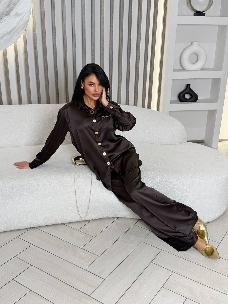 костюм в пижамном стиле из премиального шелка черный,брючный костюм,костюм с брюками,шелковый костюм,шелковый брючный костюм