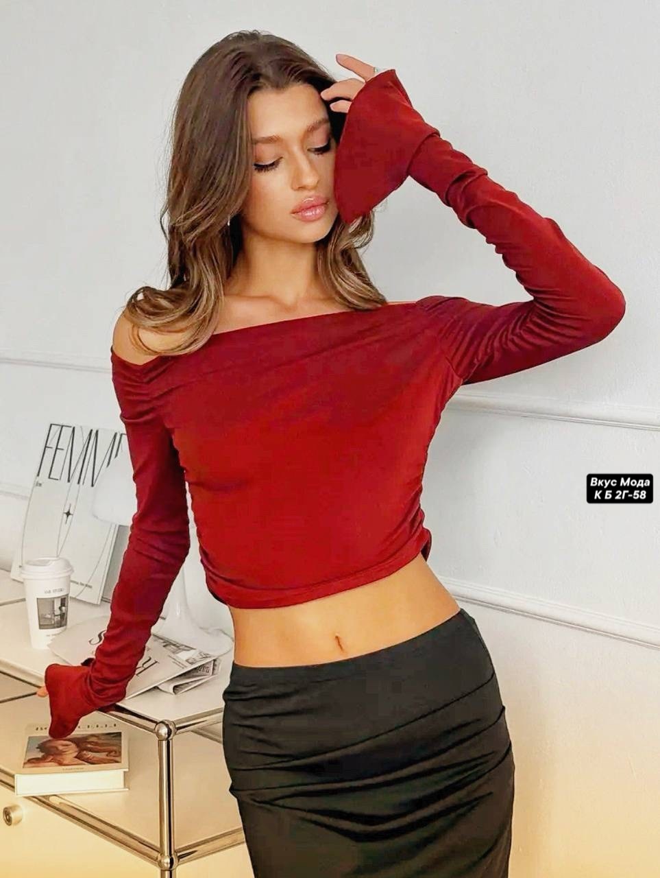 кофточка,блуза,блузка,красный укороченный лонгслив