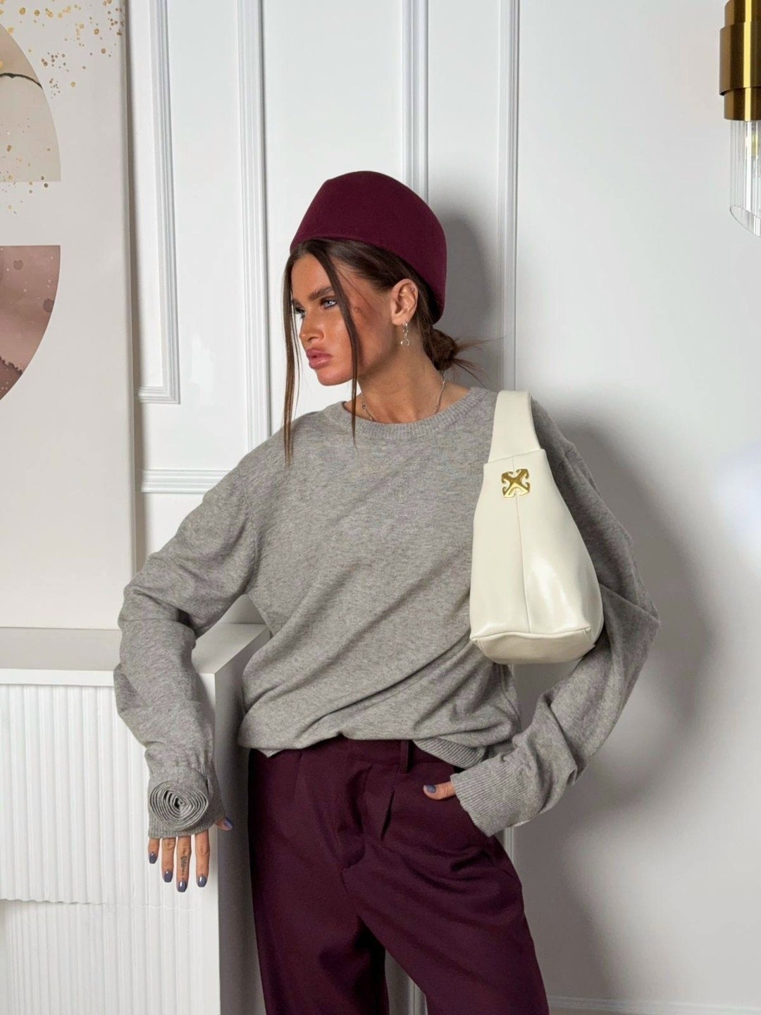 модные образы,женская кофта,стильные образы,джемпер бежевый