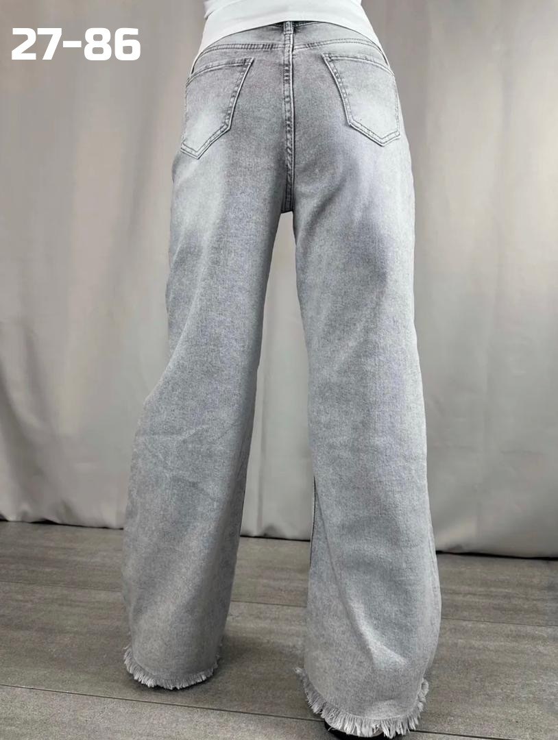 джинсы прямые палаццо рваные sena denim,джинсы женские,джинсы рваные широкие,женские рваные серые джинсы палаццо,джинсы рваные