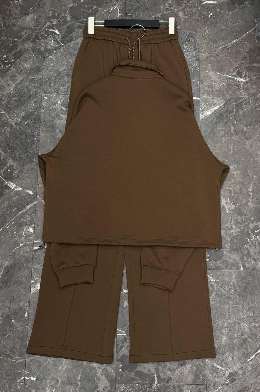 спортивный костюм,костюм спортивный на флисе leo.ni цвет светло-серый,костюм из футера брюки палаццо,трикотажный костюм,женские костюмы спортивные