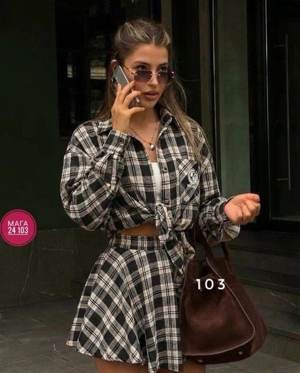 костюм с юбкой и рубашкой в клетку,костюм с юбкой и рубашкой,костюм в клетку,костюм с юбкой в клетку,костюм с короткой юбкой и рубашкой в клетку moonchild