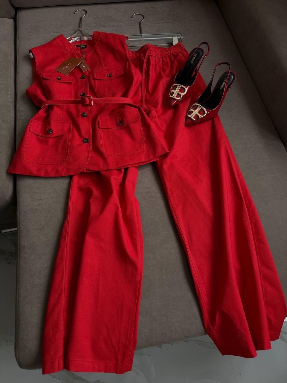 костюм повседневный,летние костюмы,женские костюмы,красные жилеты,брючной костюм
