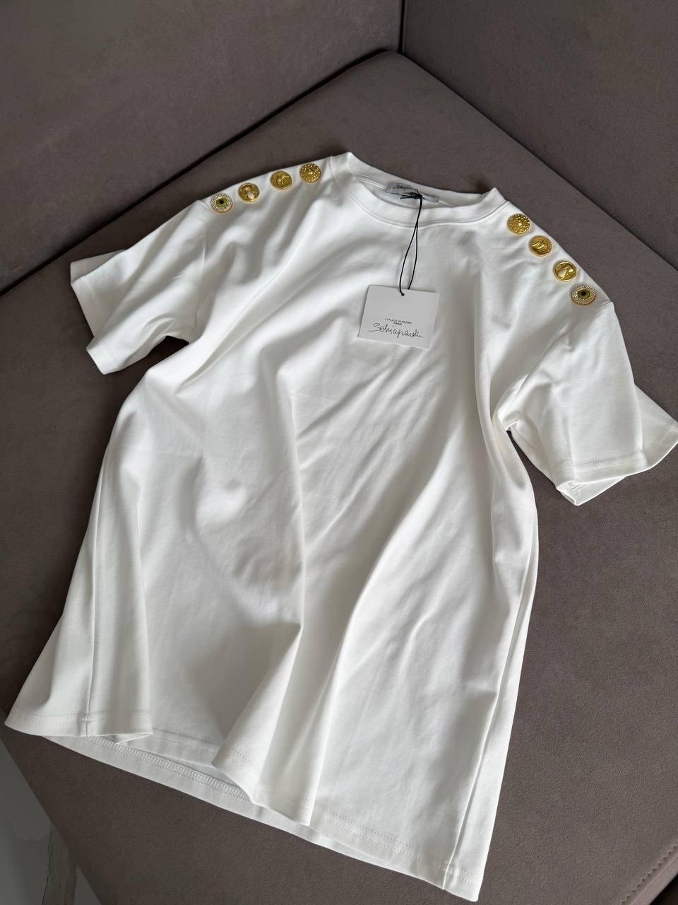 футболка balmain,хлопковая футболка balmain,balmain белая футболка с золотым логотипом,женская футболка,футболки для женщин