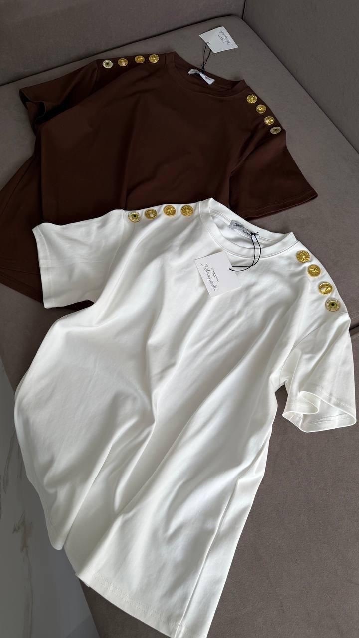 футболка balmain,хлопковая футболка balmain,balmain белая футболка с золотым логотипом,женская футболка,футболки для женщин