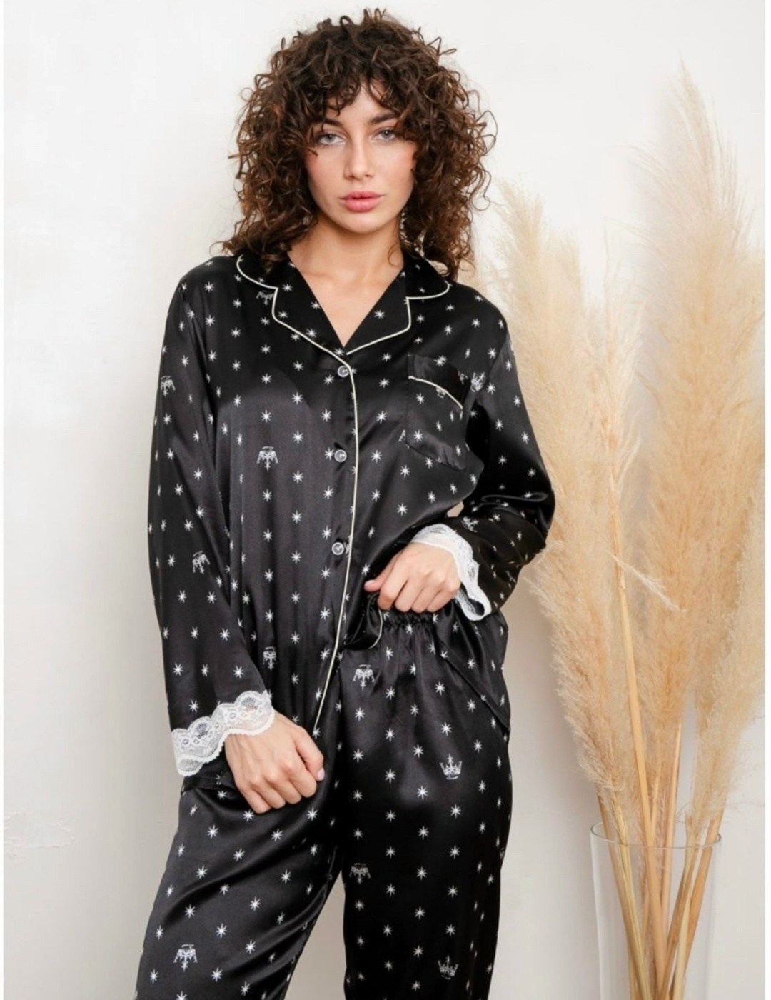 пижамный комплект со штанами шелковый 1000 и 1,пижама женские,пижама женская со штанами шелковая комплект,пижама шелковая,двойки пижама женская