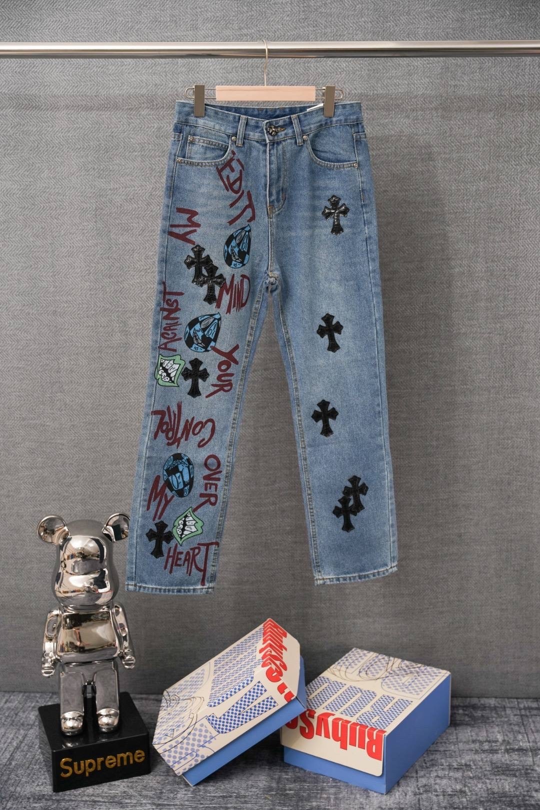 джинсы chrome hearts,джинсы chrome hearts с крестами,джинсы с крестами,джинсы модные,джинсовые брюки