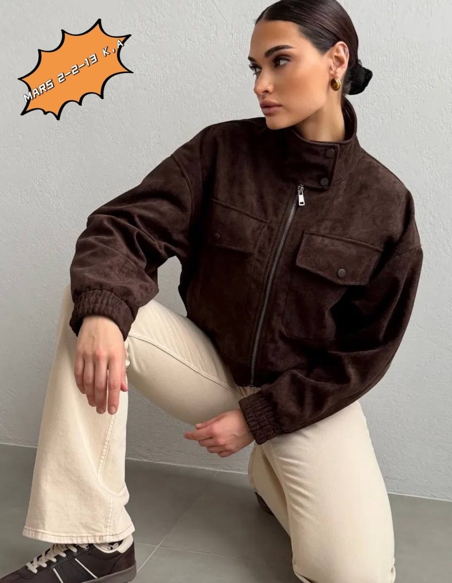 бомбер укороченный оверсайз замшевый куртка рабочего тренд saint shine,женская куртка бомбер из эко замши коричневого цвета,куртка бомбер,куртка замш,куртка замшевая
