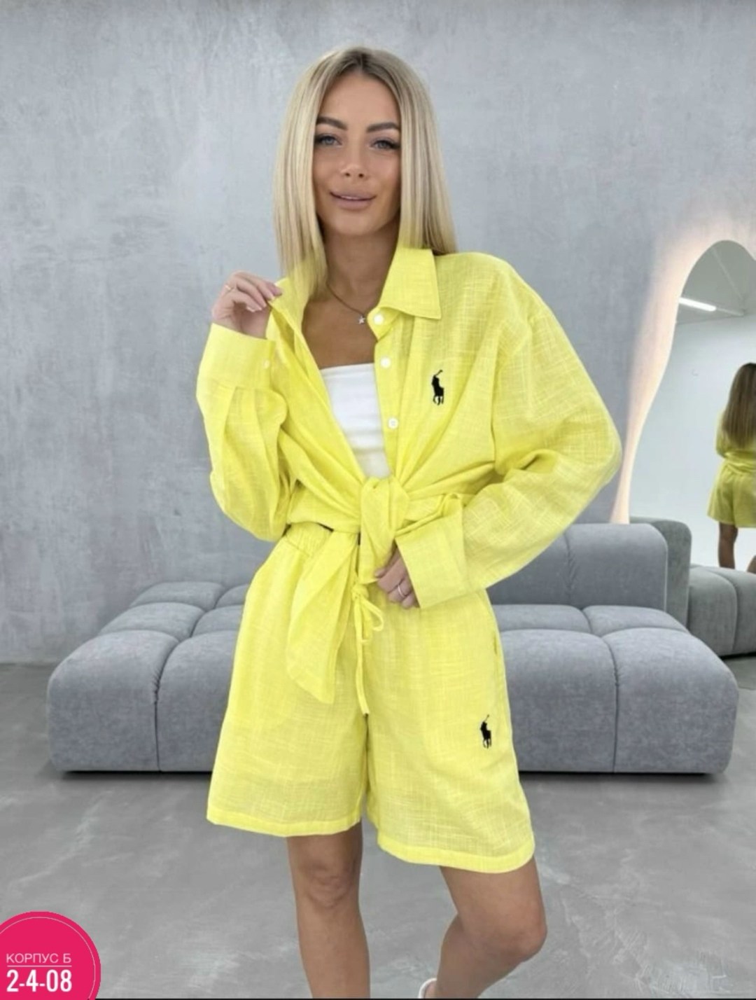 костюм муслиновый с шортами летний ablure 224653541,костюм с шортами женский,костюм с шортами,летний костюм с шортами,костюм желтый