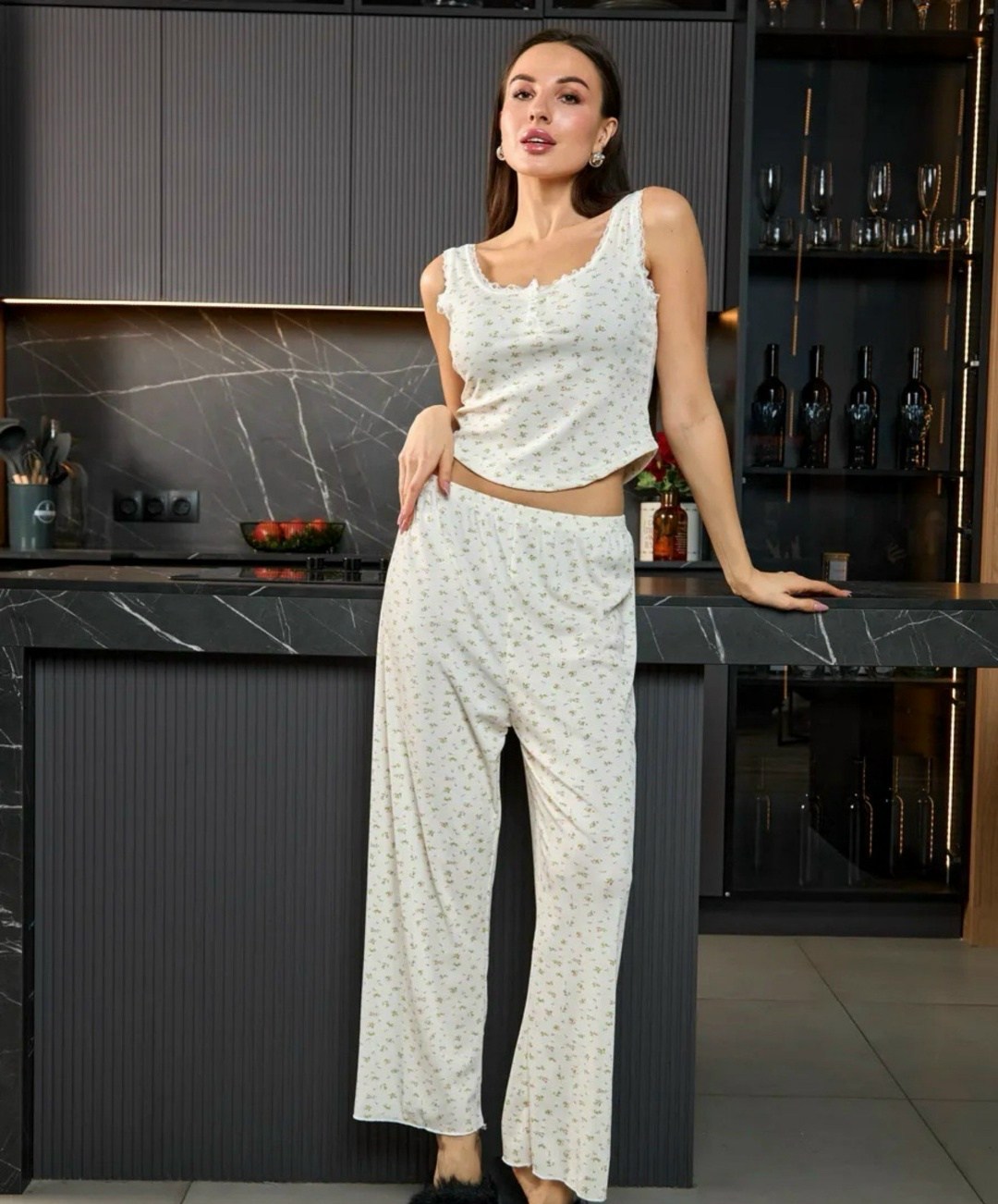 пижама женская,модная домашняя одежда,комплект пижама,пижама женская с брюками,пижама 3 в 1 тройка со штанами lightly