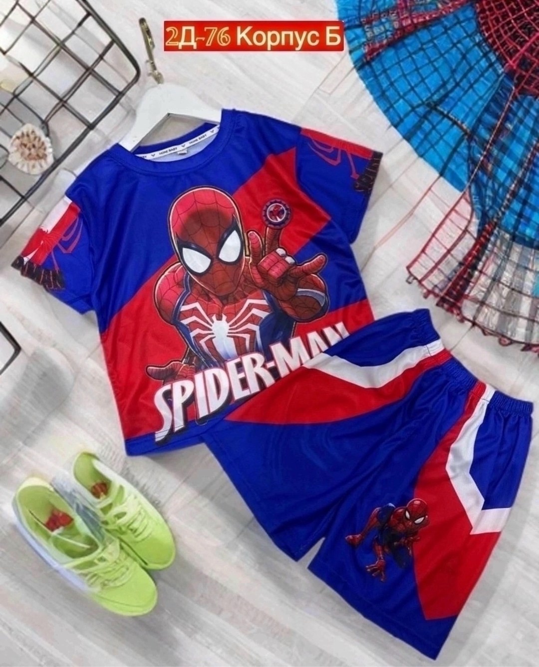 комплект одежды для мальчика,костюм футболка с шортами детский с человеком пауком,спортивный костюм с шортами spider man трикотажный stella kids,костюм комплекты,костюм футболка с шортами детский с че