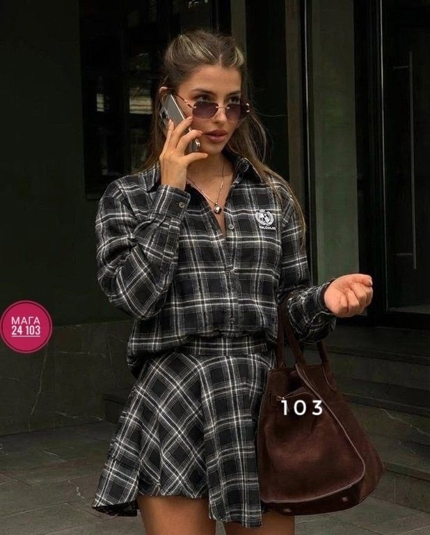 костюм с юбкой и рубашкой в клетку,костюм с юбкой и рубашкой,костюм в клетку,костюм с юбкой в клетку,костюм с короткой юбкой и рубашкой в клетку moonchild