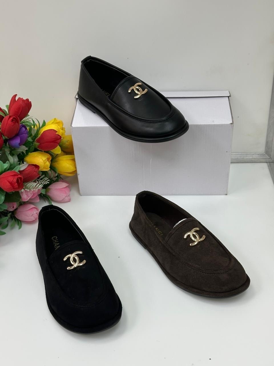 лоферы chanel,женские лоферы chanel,женские лоферы chanel с мехом,женские замшевые лоферы chanel черные с мехом,лоферы женские chanel premium