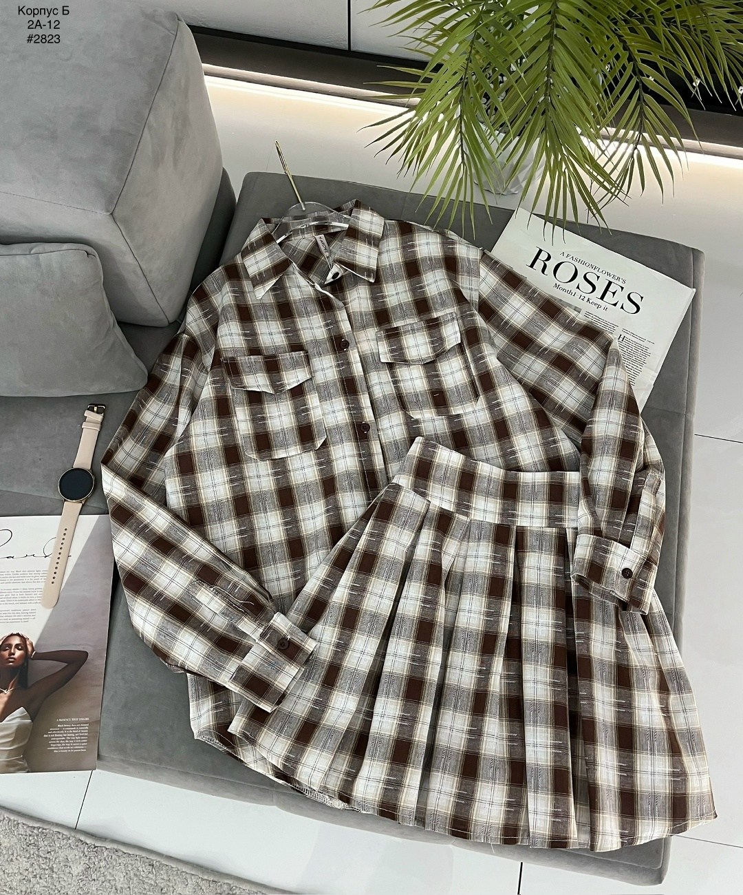 женская рубашка в клетку,клетчатая рубашка,женские клетчатые рубашки,рубашка в клетку,костюм в клетку с юбкой