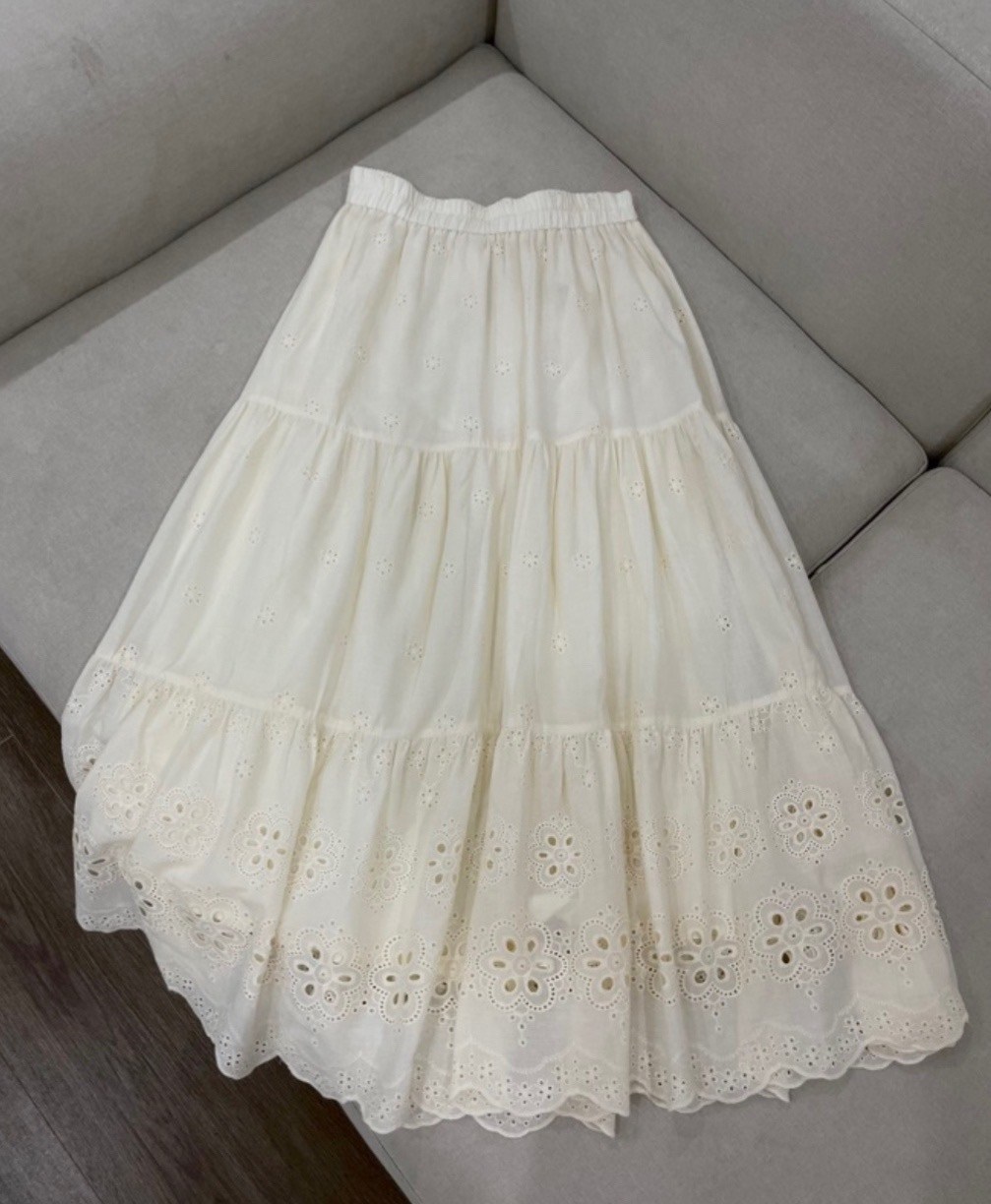 японская милая хлопковая юбка с кружевом и вышивкой в стиле девушки мори,юбка с вышивкой,кружевная юбка,юбка,хлопковая юбка
