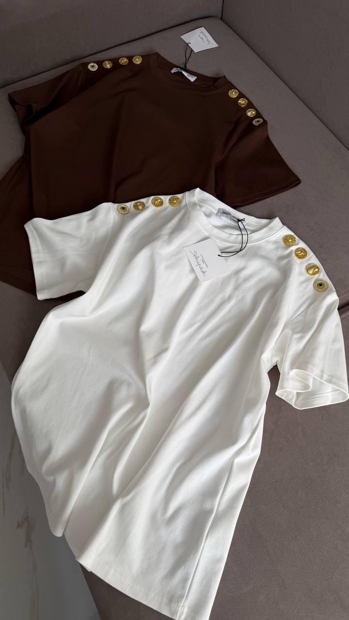 футболка balmain,хлопковая футболка balmain,balmain белая футболка с золотым логотипом,женская футболка,футболки для женщин