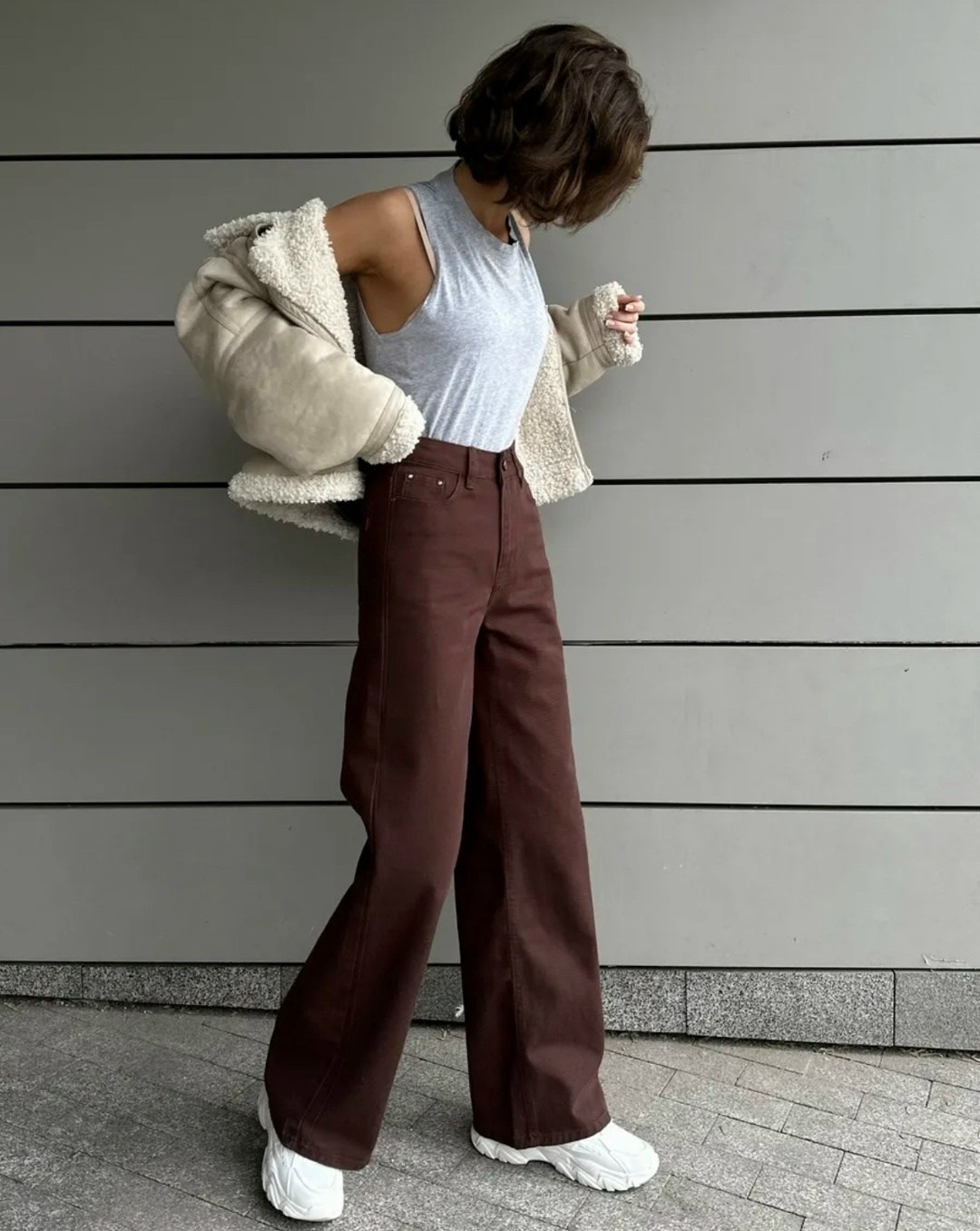 коричневые джинсы женские,стильная одежда,high waist brown long jeans pants,джинсы бордовые,джинсы широкие