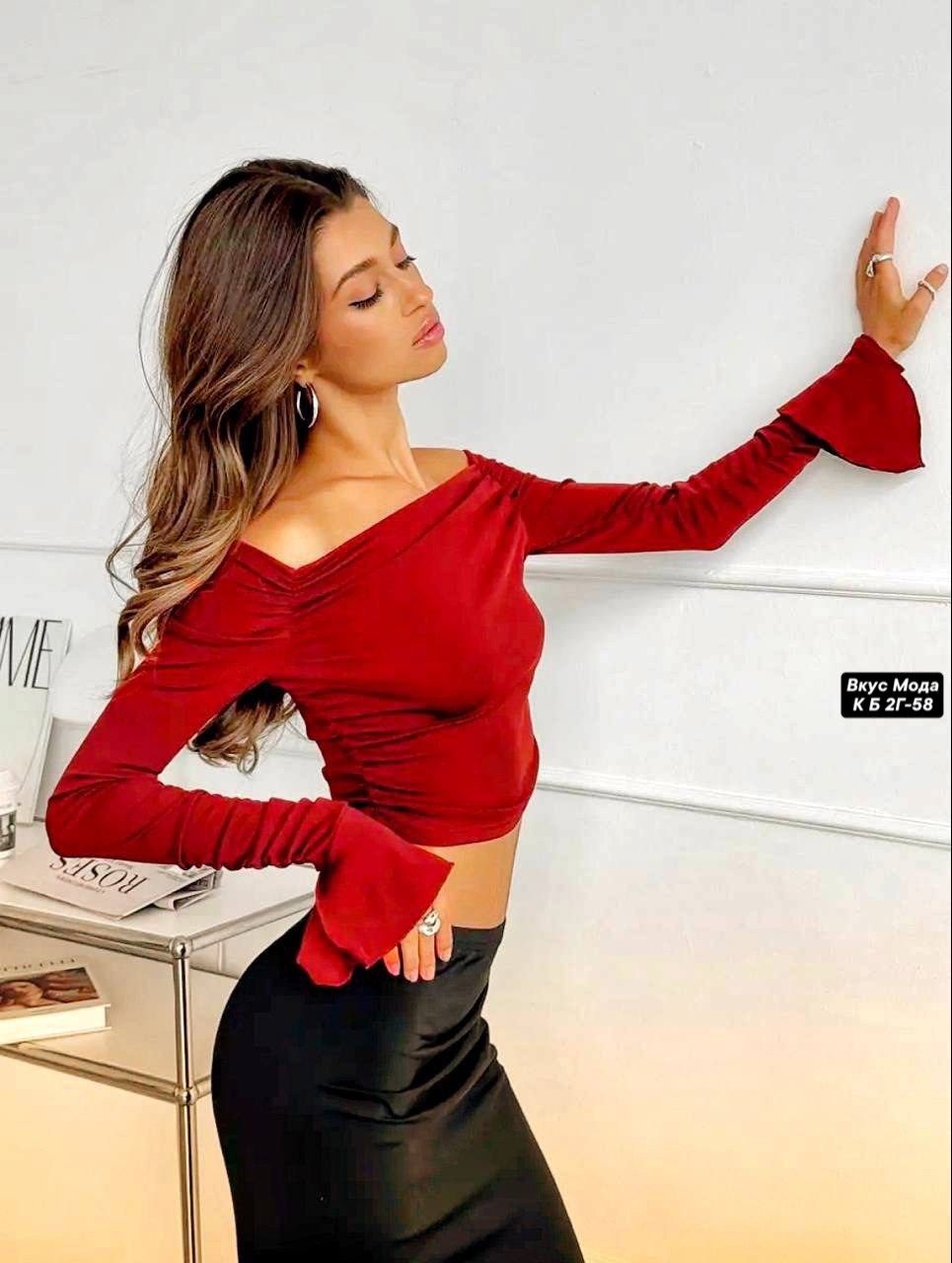 кофточка,блуза,блузка,красный укороченный лонгслив