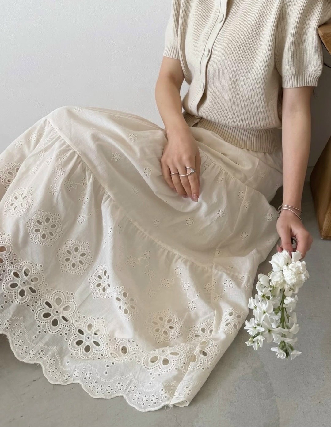 японская милая хлопковая юбка с кружевом и вышивкой в стиле девушки мори,юбка с вышивкой,кружевная юбка,юбка,хлопковая юбка