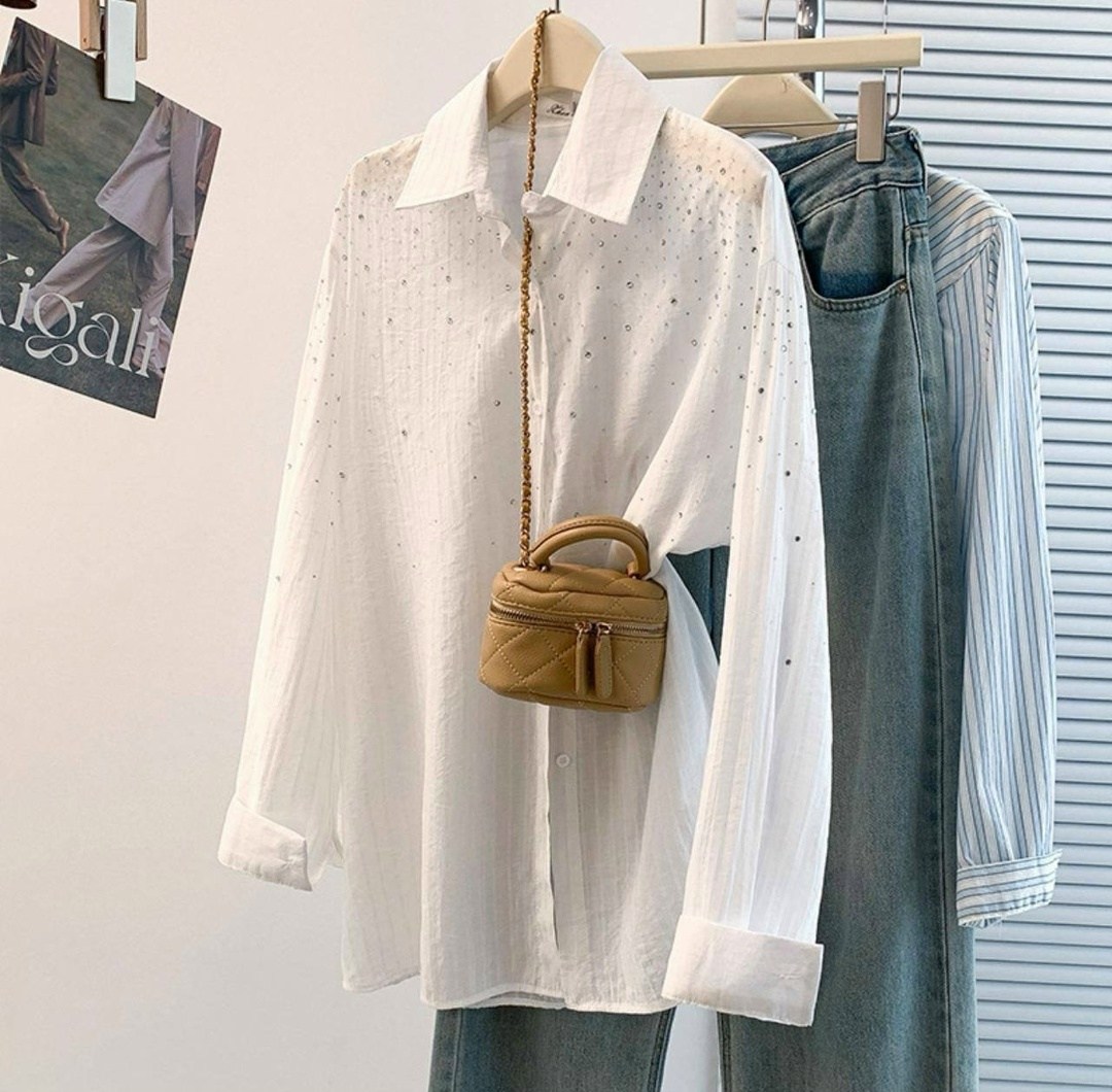 женская рубашка,рубашка модная,блузка с карманами,шифоновая рубашка,рубашка повседневная