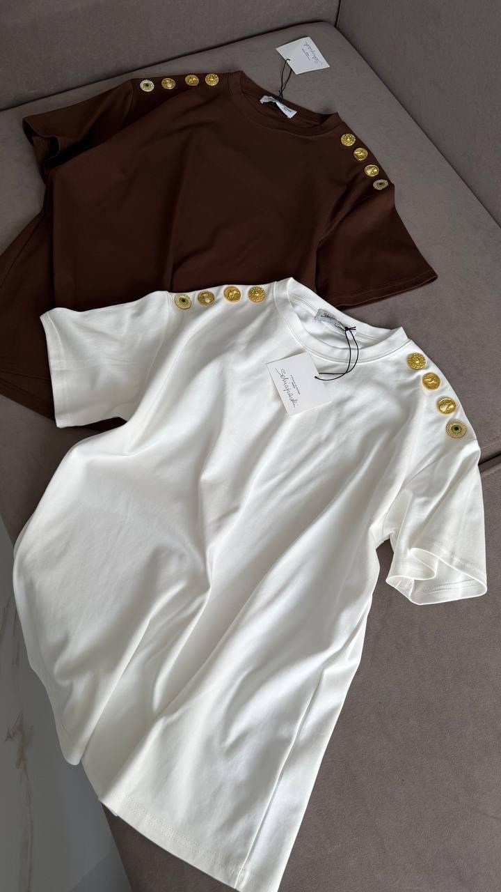 футболка balmain,хлопковая футболка balmain,balmain белая футболка с золотым логотипом,женская футболка,футболки для женщин