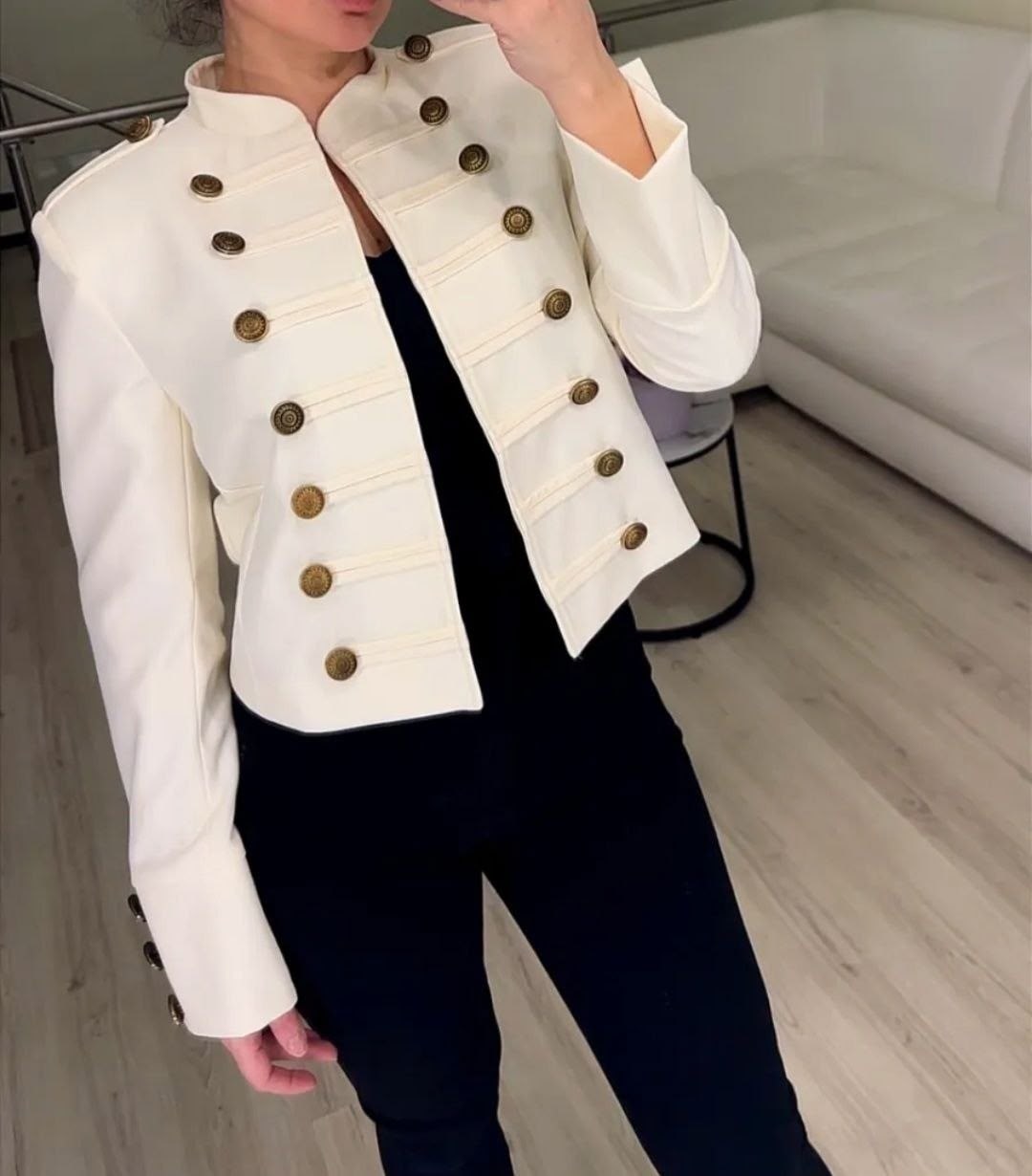 женский пиджак с воротником-стойкой, длинный рукав, двубортный,элегантный двубортный женский костюм с воротником-стойкой,женский костюм с воротником-стойкой,жакет,женский двубортный короткий жакет с в