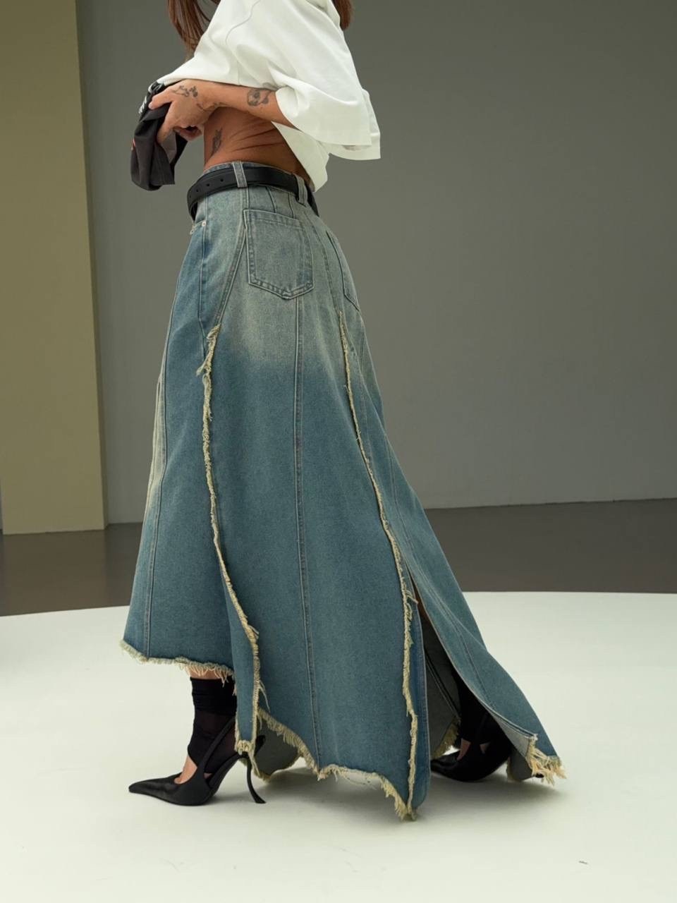 джинсовая длинная юбка,джинсовая юбка,юбка джинсовая ассиметричная длинная,женские джинсовые юбки,джинсовая юбка миди