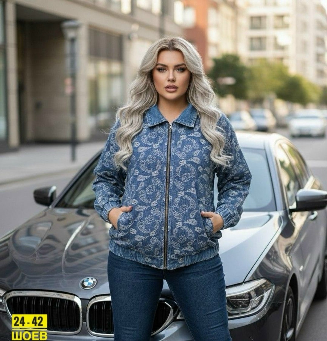 бомбер из жаккарда,куртка джинсовая с принтом,джинсовая куртка,джинсовая куртка женская,куртка бомбер