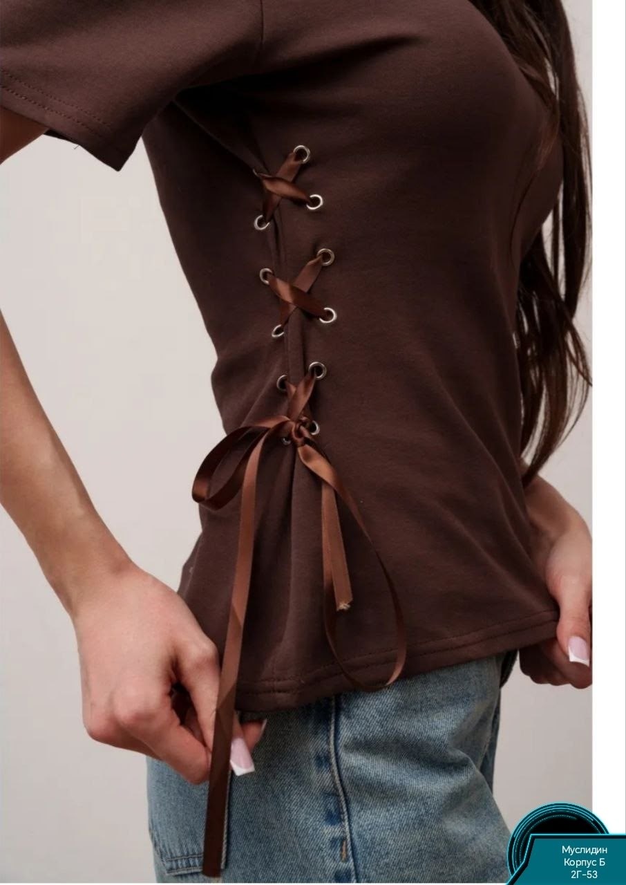 футболки женская,футболка со шнуровкой женские,коричневая футболка,повседневная женская футболка,футболка кроя