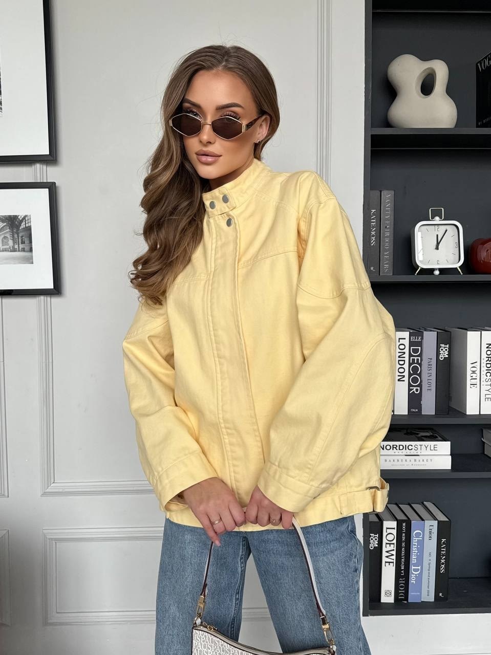 куртка джинсовая оверсайз джинсовка весенняя h&t fashion shop,женская джинсовая куртка,джинсовая куртка,желтая куртка,женская куртка