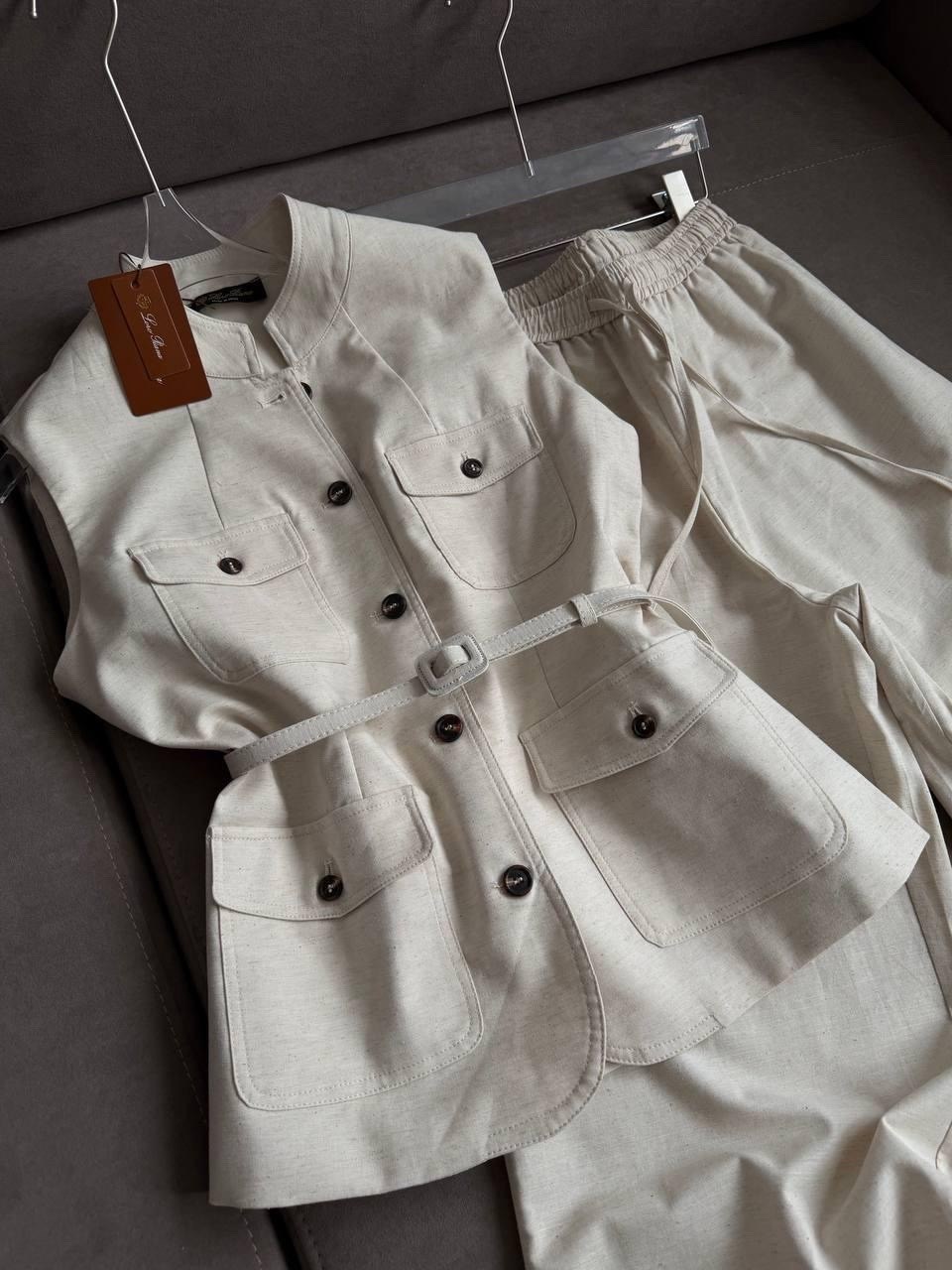 костюм с брюками,костюм женский брючный,бежевый костюм,костюм женский с брюками карго la denita,костюм с брюками карго