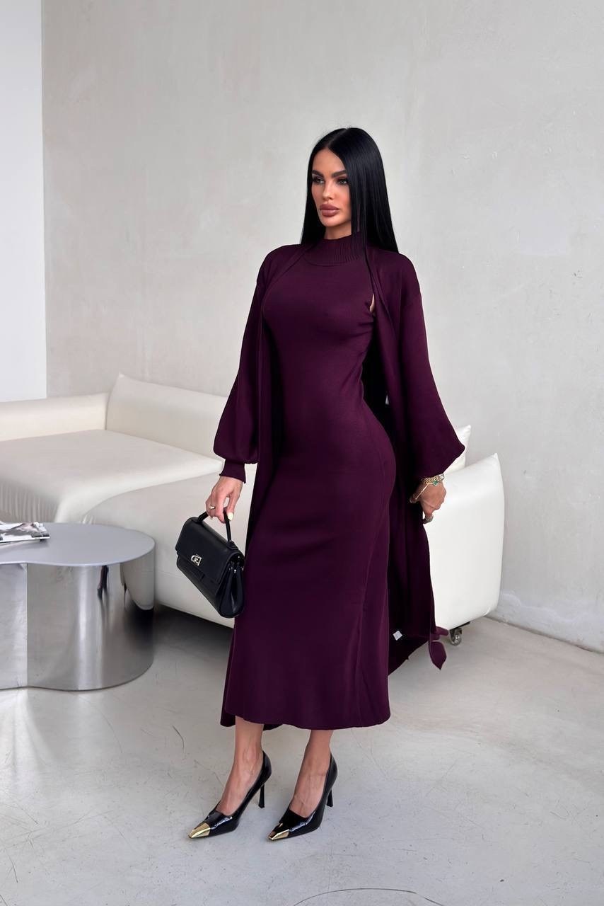 платье лапша длинное с кардиганом,кашемировая двойка платье миди + кардиган,платье накидка,трикотажное платье