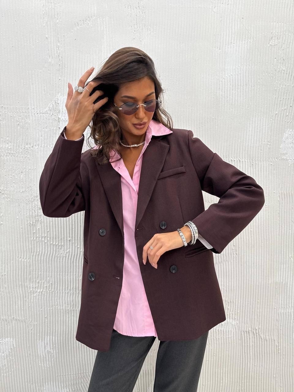 пиджак женский infashion шоколадный,жакет,пиджак,жакет двубортный "шоколад",пиджак и жакет